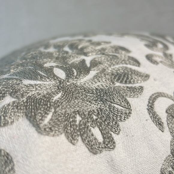 Rodeo Home feather down accent pillow white and gray embroidered square 18x18 - Picture 8 of 8